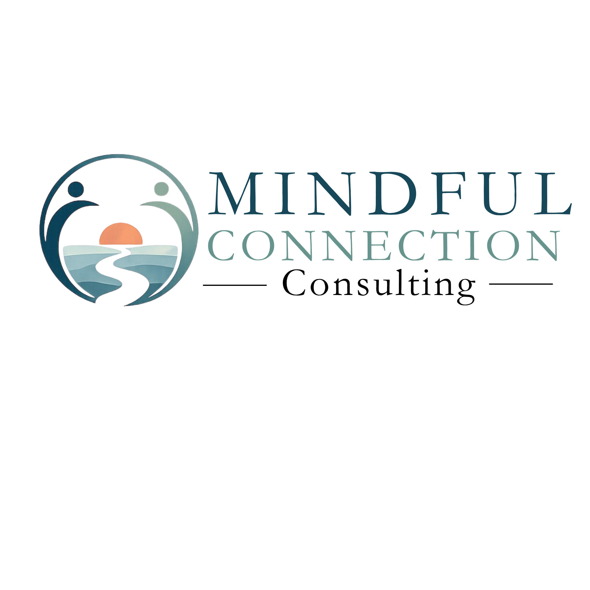 Colorful logo with abstract figures and a sunset behind mountains, with the text 'MIND UP' in bold blue letters.