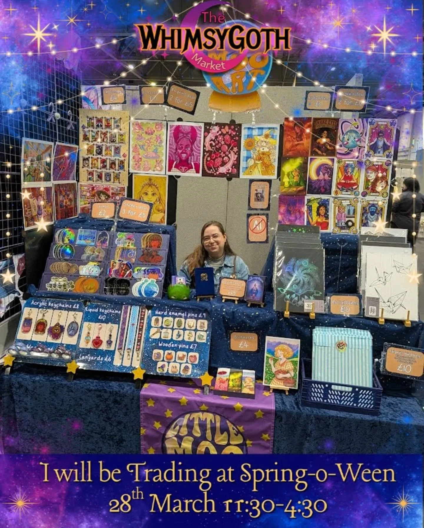 I'm so excited to be trading at the spring-o-ween edition of The Whimsygoth Market this Saturday!! I'll be bringing a whole bunch of fantasy inspired products including prints, stickers, pins and lots more ✨ it'd be amazing to see some of you there!
