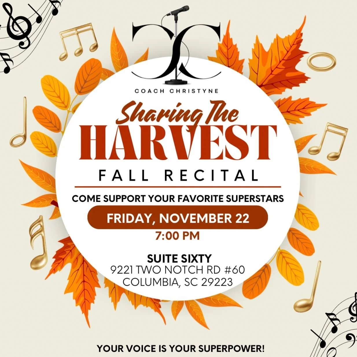 IT&rsquo;S ALMOST SHOWTIME!!!! We have about 40 tickets left. Don&rsquo;t miss out. These tickets will sell fast this week🎤🎶🫶🏽

You can purchase your ticket by clicking the link in our bio :) See you there! 

#coachchristyne #yourvoiceisyoursuper