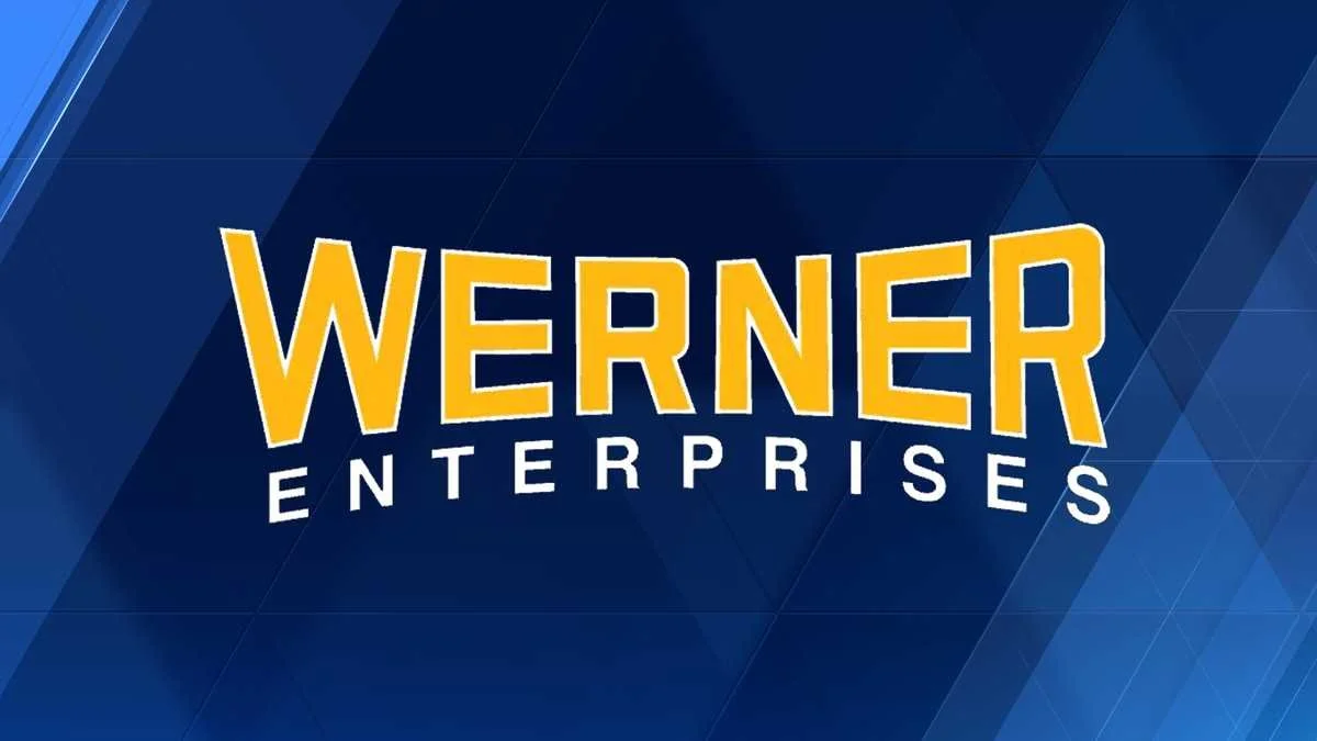 Werner Enterprises logo with a dark blue background and yellow and white text.