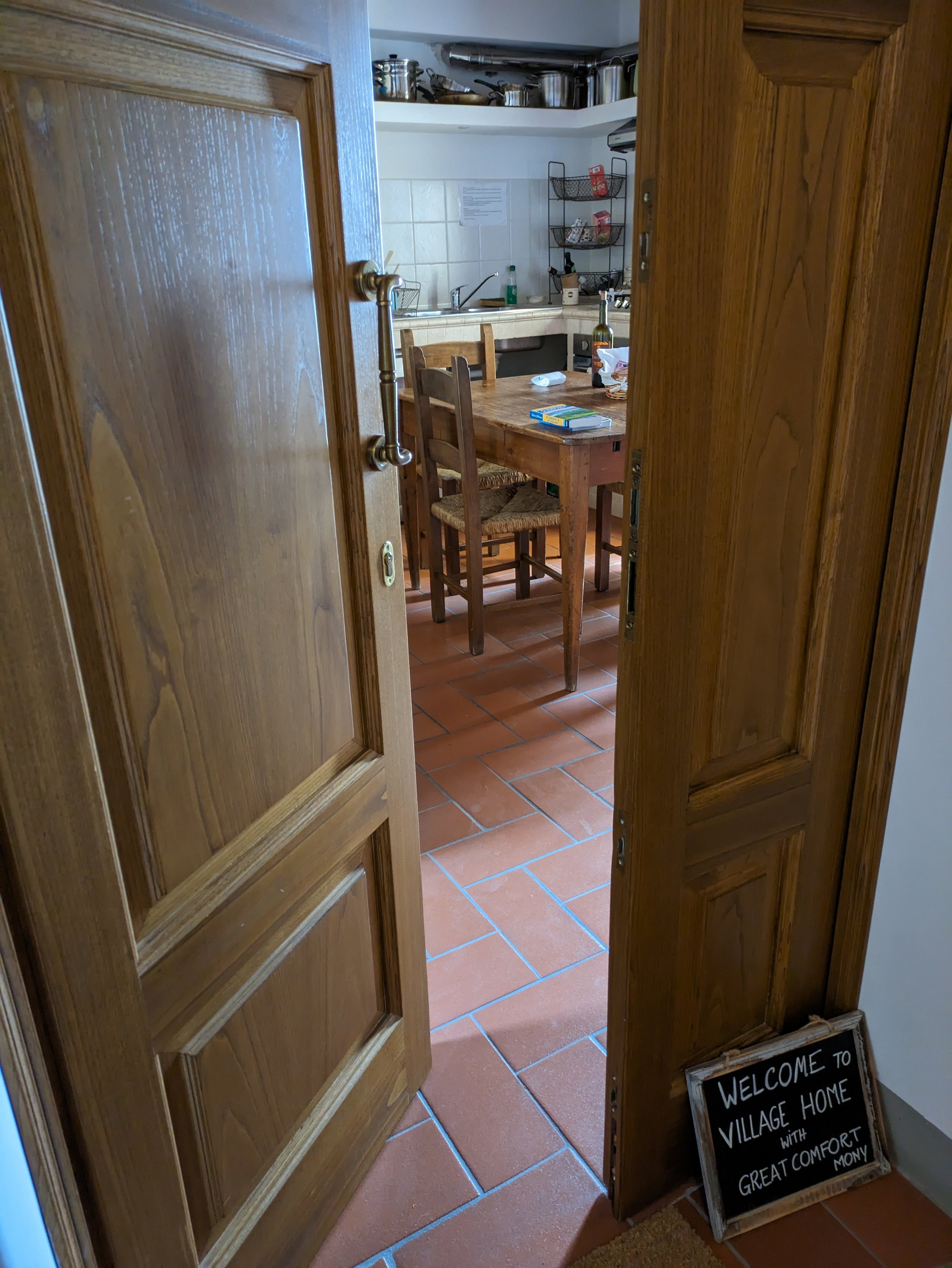 Step throughthe door into the kitchen