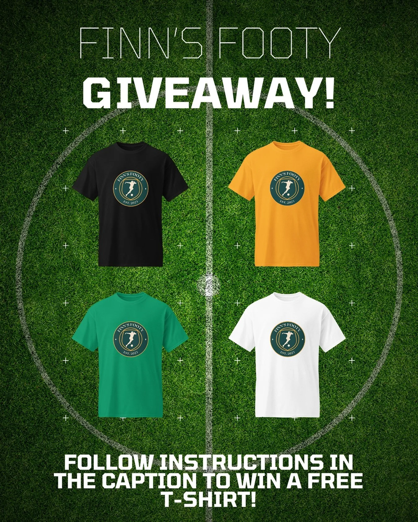 How to win a free Finn&rsquo;s Footy T👇!!!

1. Tag a friend or family member in the comments 
2. Each person tagged is an entry. Ex. If you tag 4 people, that is 4 entries.
3. You are limited to 5 entries. 
4. Winner will be announced in 24 hours on