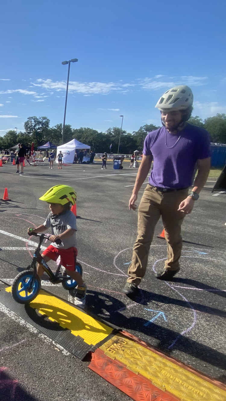 Coach guiding a rider along a chalk course