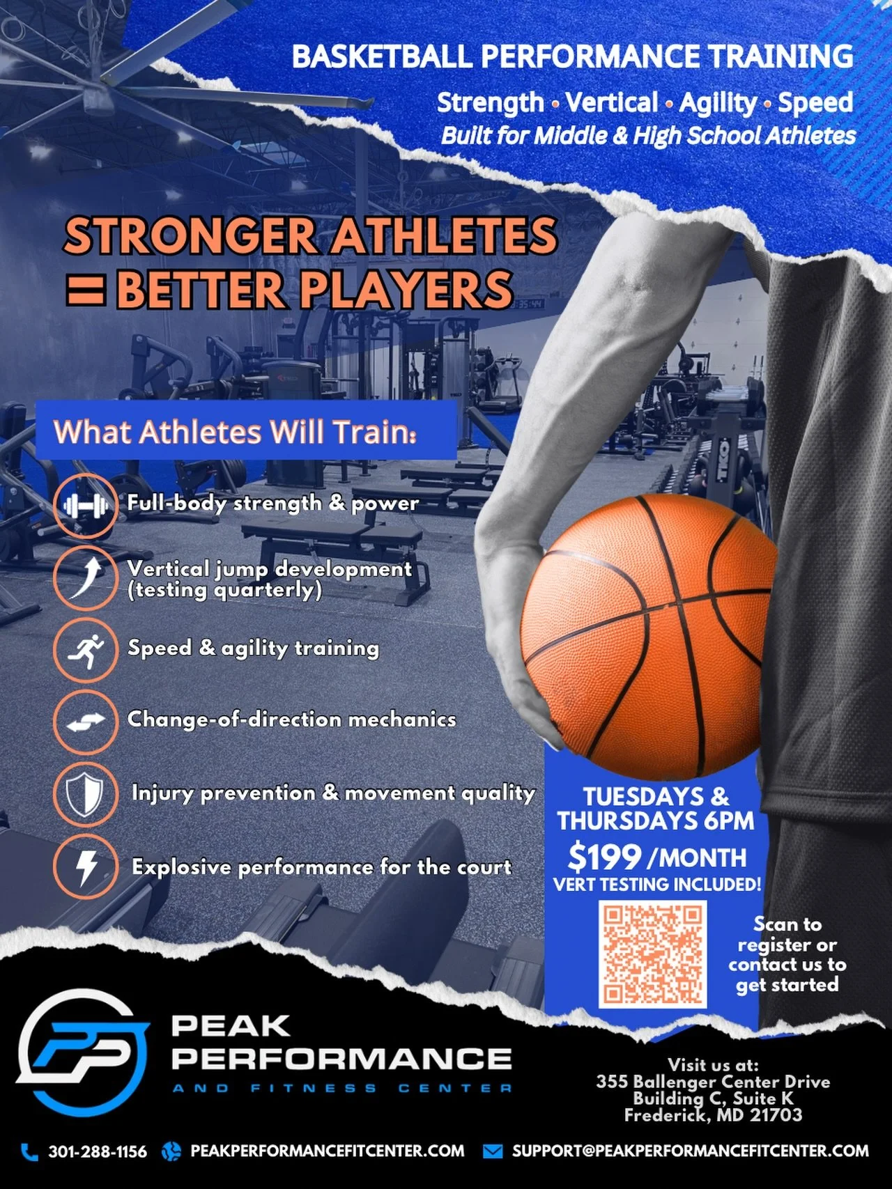 This isn&rsquo;t just shooting drills and running laps.

Our Basketball Performance Training program is built to help middle &amp; high school athletes improve:
🏀 strength
🏀 vertical jump
🏀 speed &amp; agility
🏀 explosiveness
🏀 movement quality
