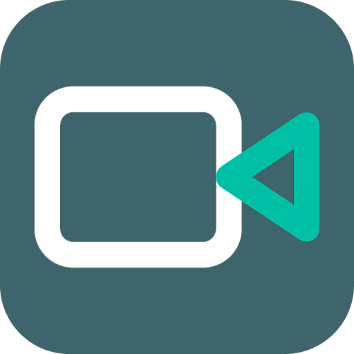 Video camera icon with a white square and a teal play button.