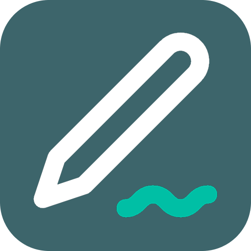 Icon of a white pencil drawing a line on a dark teal background.
