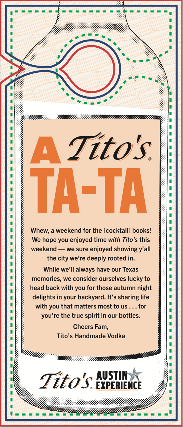 Tito's Austin Experience Door Hanger Die Cut