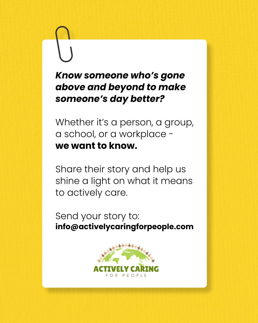 If you know someone who&rsquo;s gone out of their way to make someone&rsquo;s day better - we want to know!⁠
⁠
Whether it&rsquo;s a student, a teacher, a teammate, or a stranger, we&rsquo;re collecting stories that show what it means to actively care