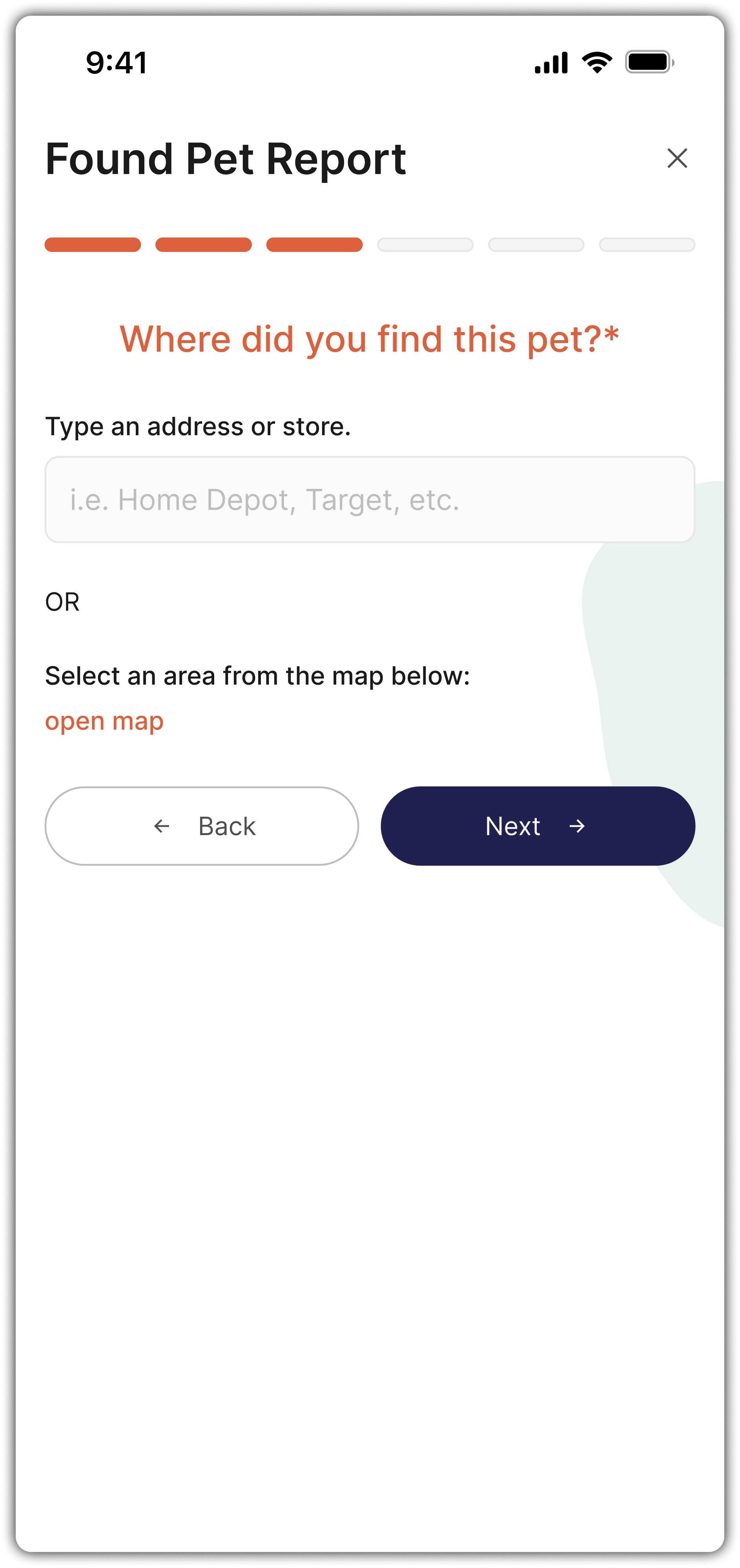 Found Pet Report - Step