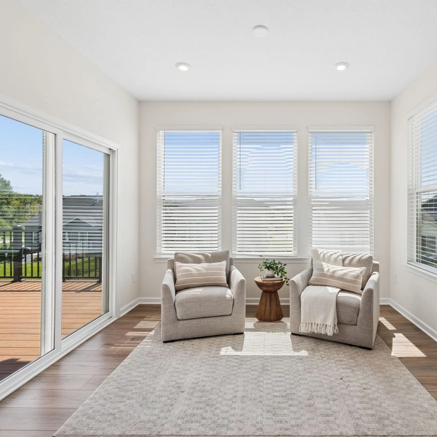 The light-filled sunroom at 9770 Brindlewood Drive
