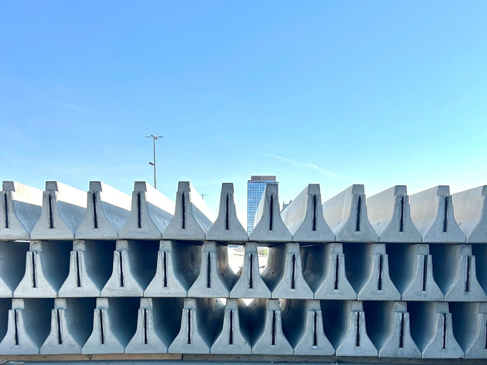20-foot commercial precast concrete barrier stocked by Ionic Order for transportation and infrastructure projects.