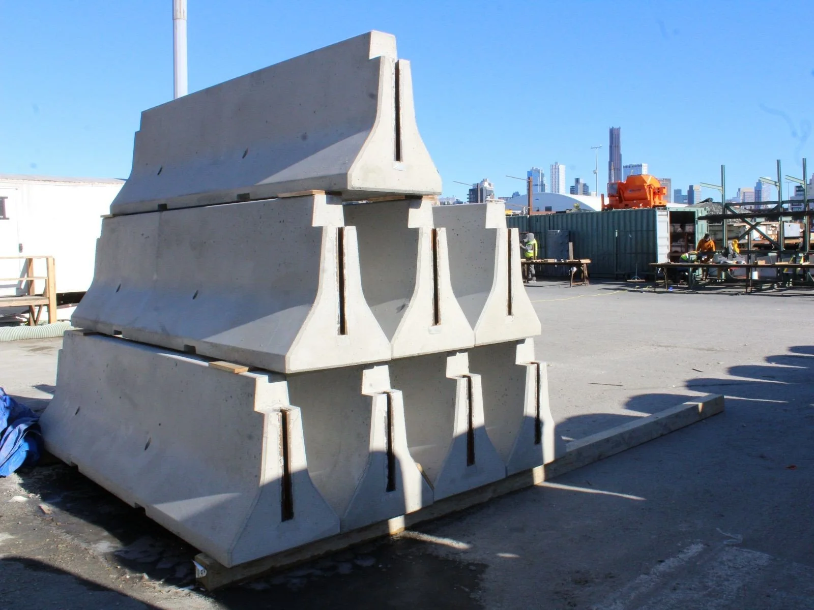 10-foot commercial precast concrete barrier manufactured by Ionic Order for roadway and traffic-control projects.