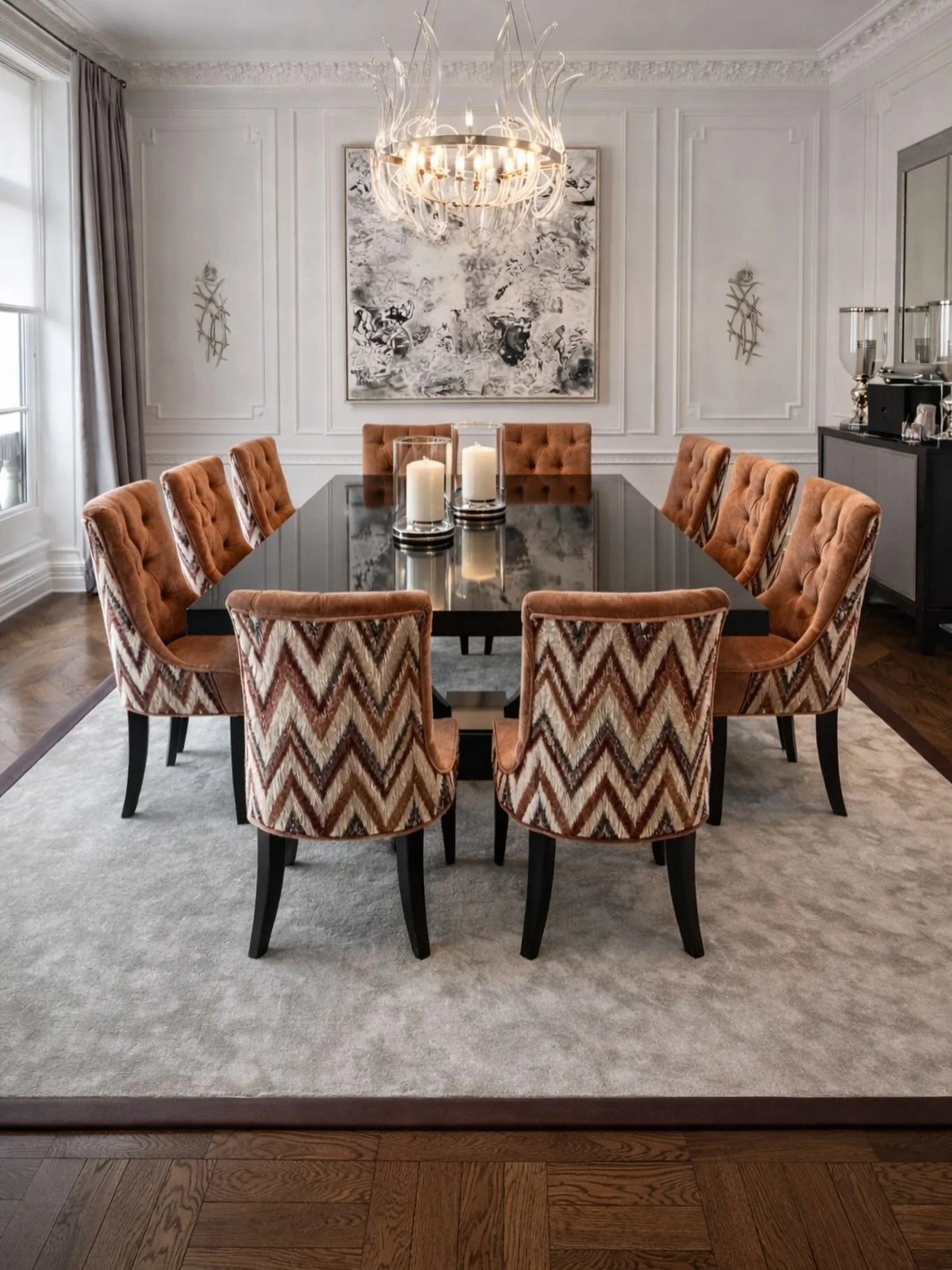 Happy New Year 🥳 We Hope you all had a wonderful holiday break, let&rsquo;s start 2026 with this incredible rug 💜 

A timeless dining space brought to life with bespoke detail. We crafted this custom rug for a distinguished Mayfair residence, bindi