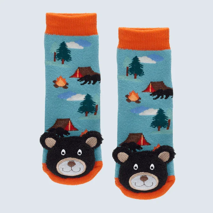 MESSY MOOSE SOCKS ~ CAMP FIRE BLACK BEAR TODDLER SOCKS