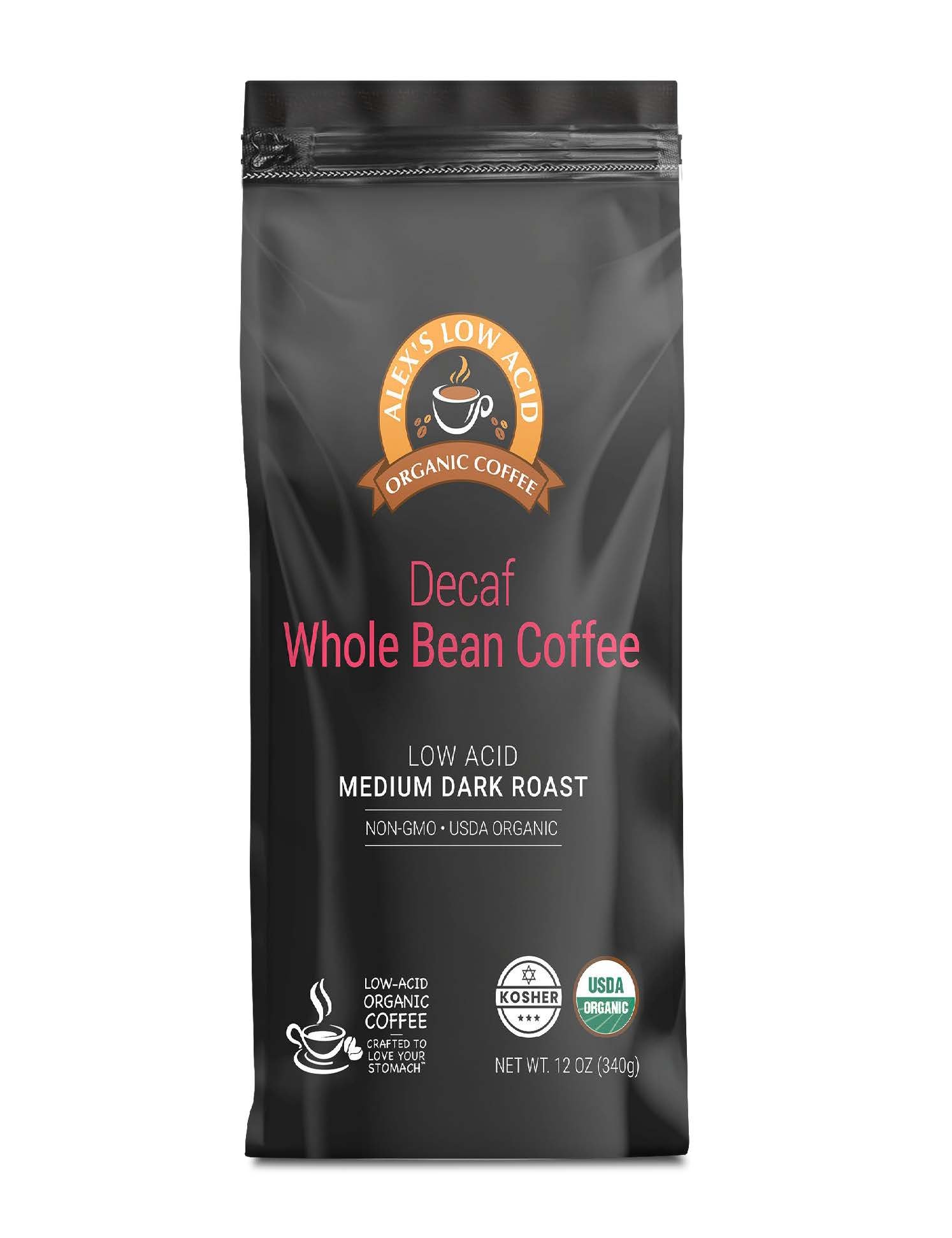ALEX'S LOW ACID ORGANIC COFFEE - HALF CAFF WHOLE BEAN