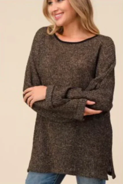 LTX-6522 Leaf Brown Long Sleeve Top PLUS-6 PACK