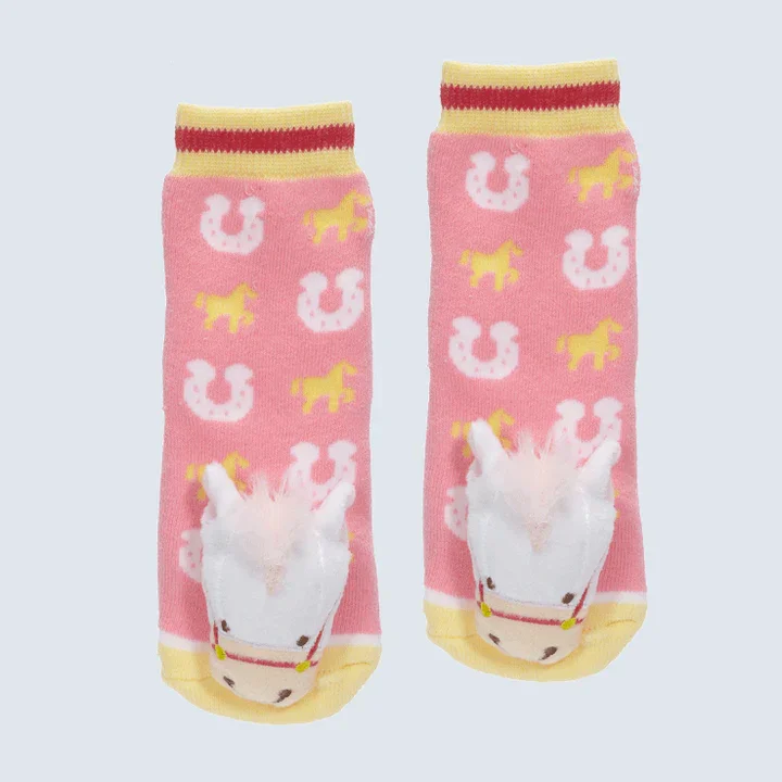 MESSY MOOSE SOCKS ~ HORSE, PINK TODDLER SOCKS