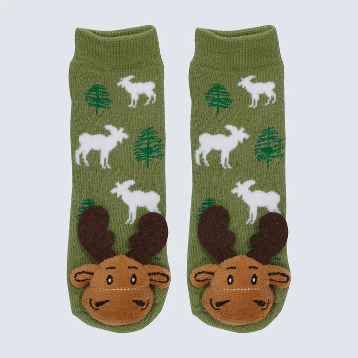 MESSY MOOSE SOCKS ~ PINE TREE MOOSE TODDLER SOCKS