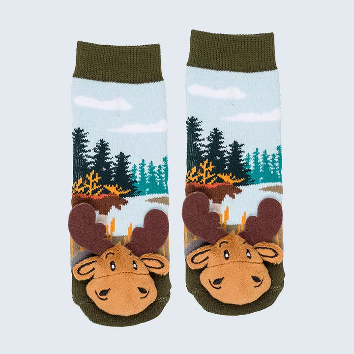 MESSY MOOSE SOCKS ~ MEADOW MOOSE/ ELK  TODDLER SOCKS