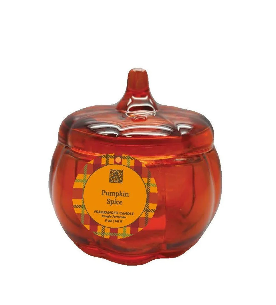 AROMATIQUE PLAID PUMPKIN SPICE GLASS CANDLE WITH LID, 5 OZ, 6 PER CASE