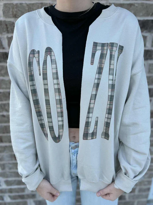 ADELLE LINEN- COZY SPLIT SWEATSHIRT