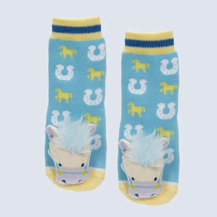 MESSY MOOSE SOCKS~ HORSE BLUE TODDLER SOCKS