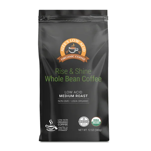 ALEX'S LOW ACID ORGANIC COFFEE- RISE AND SHINE WHOLE BEAN