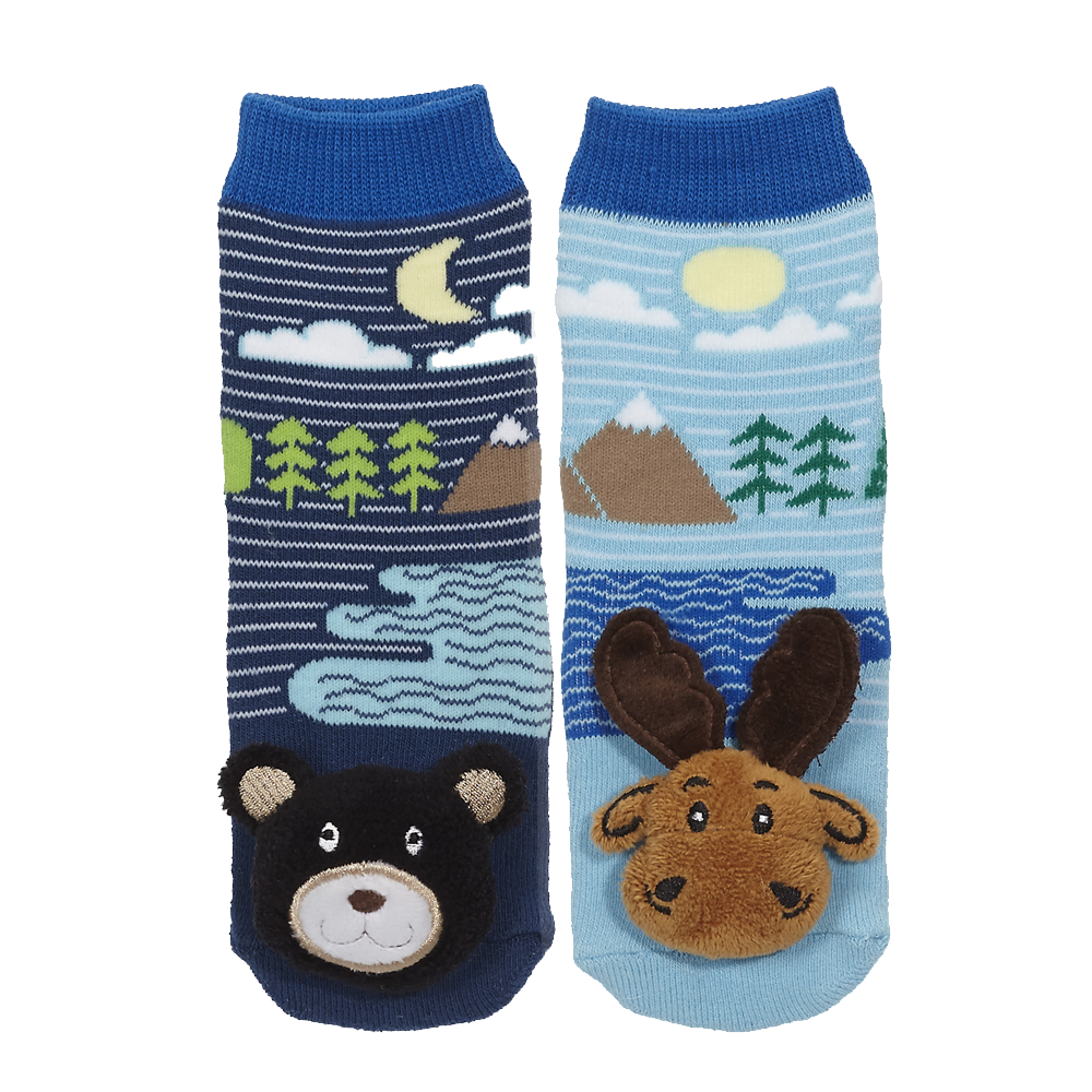 MESSY MOOSE SOCKS ~ MEADOW MOOSE/ BEAR MIS MATCH