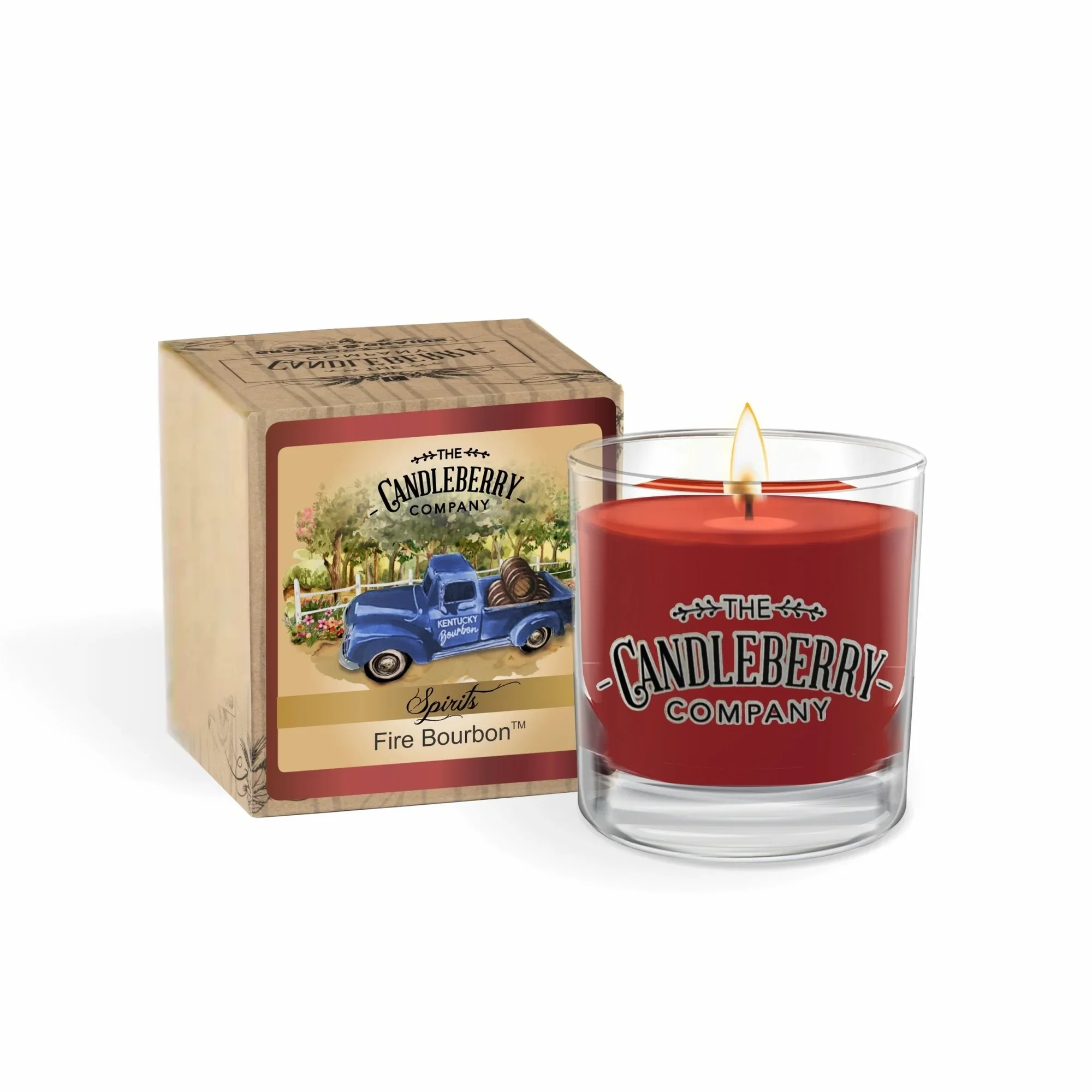 CANDLEBERRY- FIRE BOURBON ROCKS GLASS