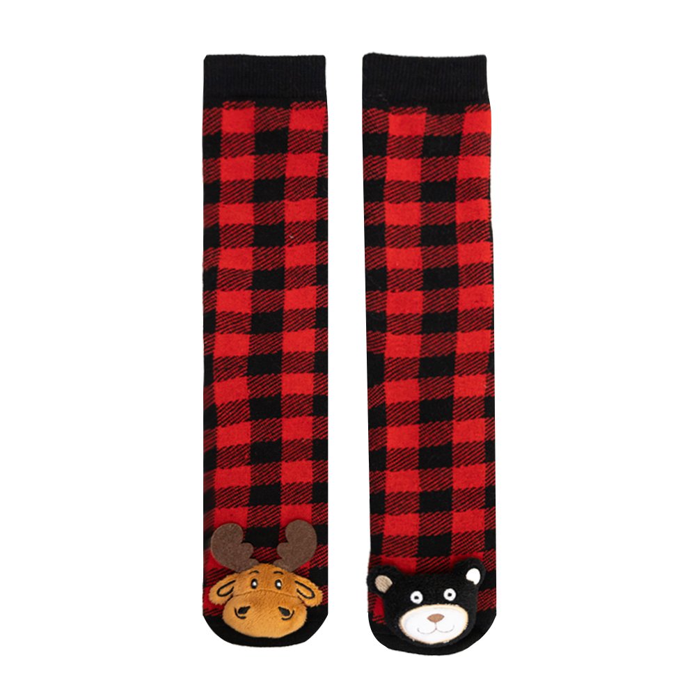 MESSY MOOSE SOCKS ~ PLAID BEAR AND MOOSE SOCKS