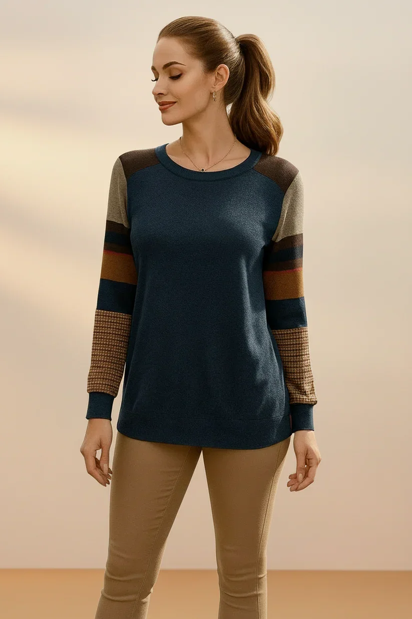 LTX- 1256 BLUE COLOR BLOCK SWEATER-6 PACK