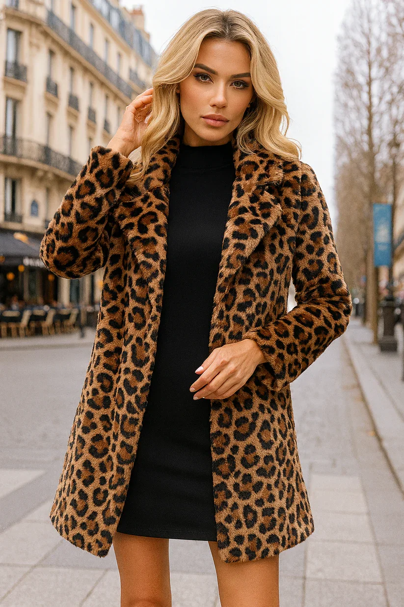 LTX - 8806 LEOPARD GLAM FAUX FUR COAT-7 PACK