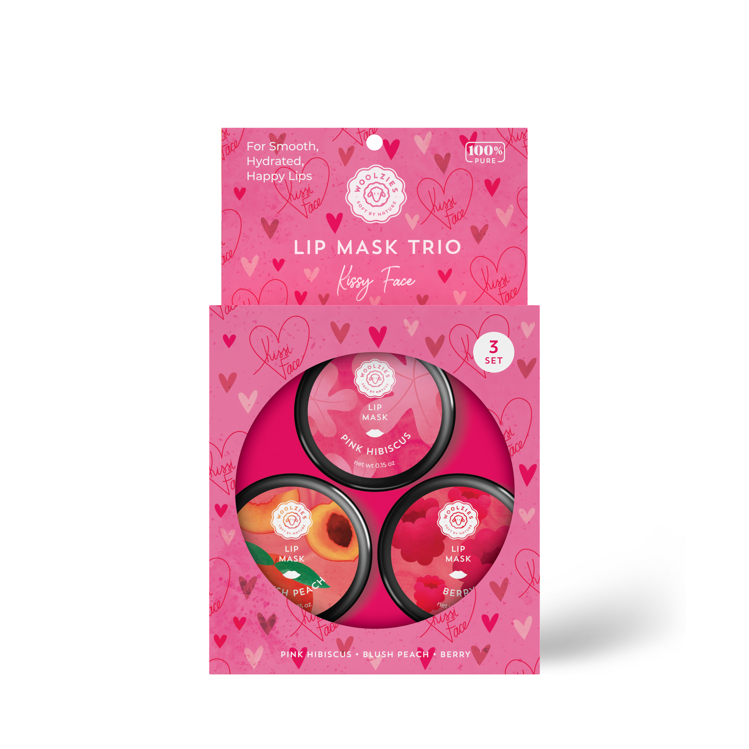 WOOLZIES~ KISSY FACE LIP MASK TRIO- SET OF 3