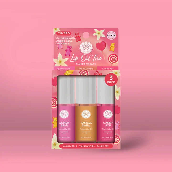 WOOLZIES - TINTED LIP OIL TRIO - SWEET TREATS - (3 SETS OF 3)