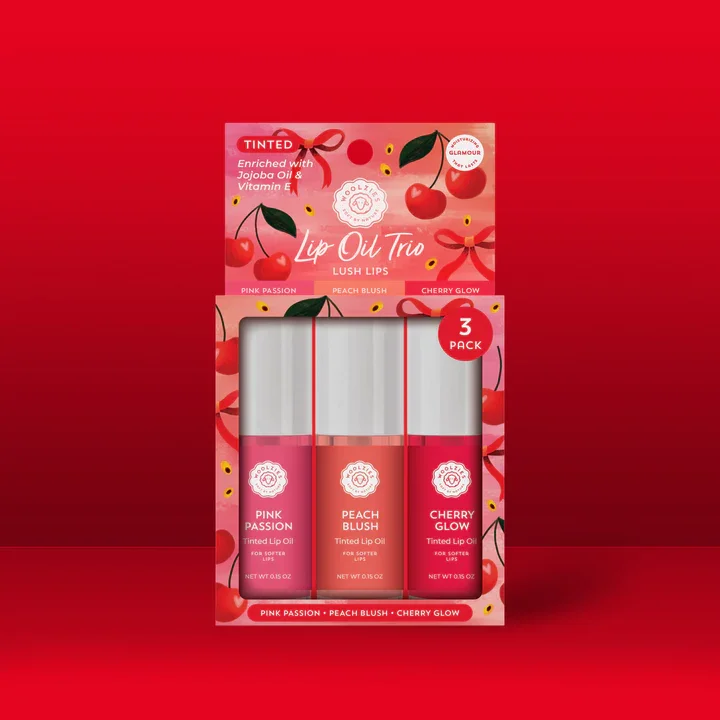 WOOLZIES- TINTED LIP OIL TRIO - LUSH LIPS - (3 SETS OF 3)