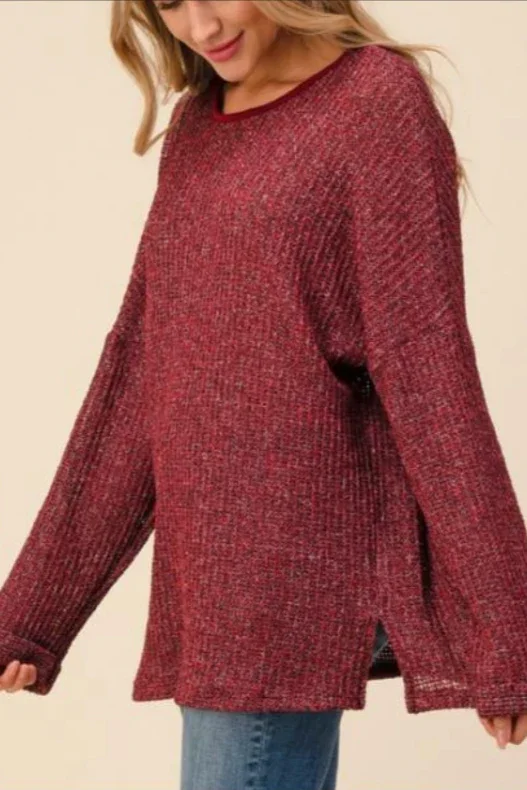 LTX-6522 Burgundy Long Sleeve Top PLUS-6 PACK