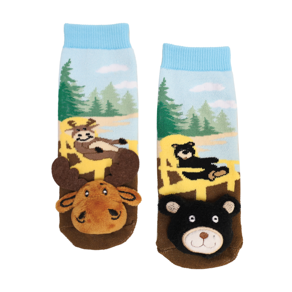 MESSY MOOSE SOCKS ~ BLACK BEAR MOOSE CHAIR MIS MATCH