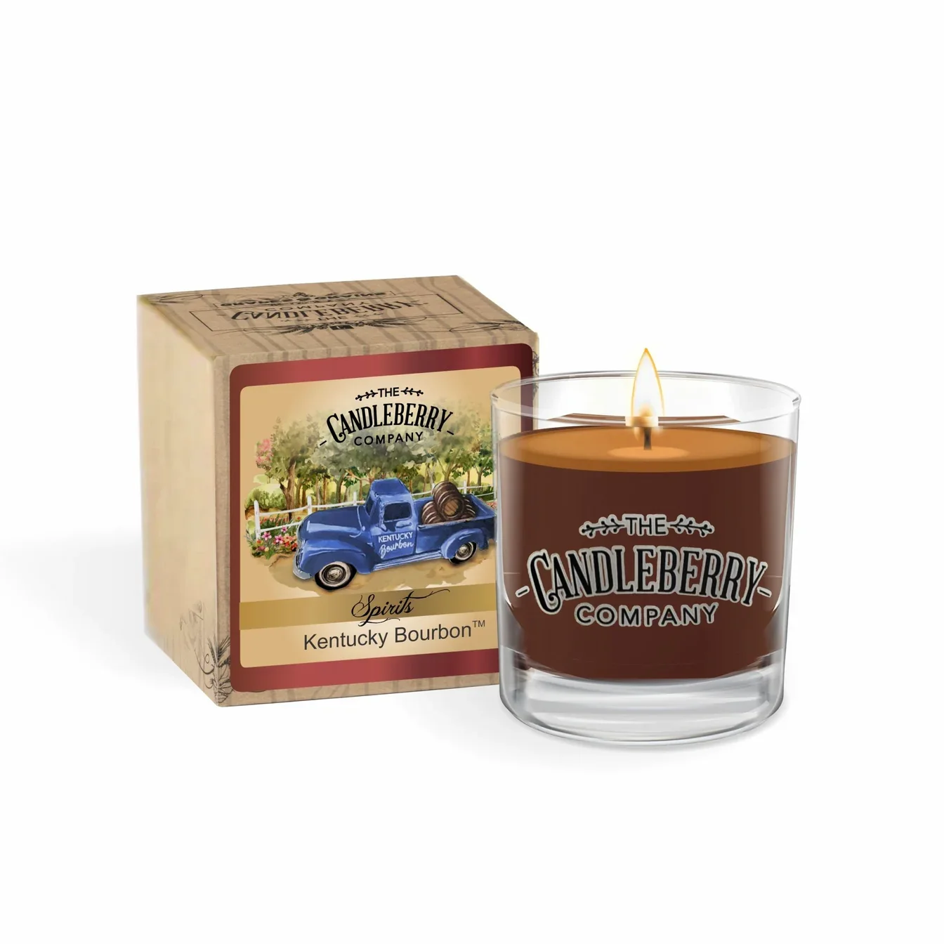 CANDLEBERRY- KENTUCKY BOURBON ROCKS GLASS