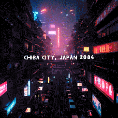 Neuromancer by William Gibson the Cyberpunk classic. Experience a neon-lit, high-tech underworld in this video trailer. The visuals, combined with the driving electronic music, paint a picture of a cyberpunk dystopia.