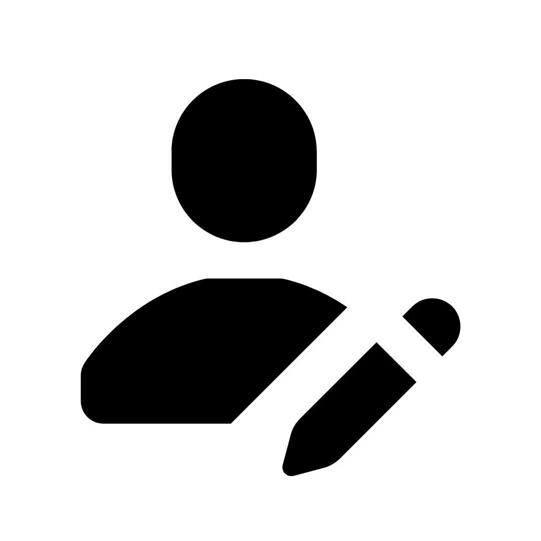 Icon van een persoon met een pen, symbool voor schrijven of noteren.