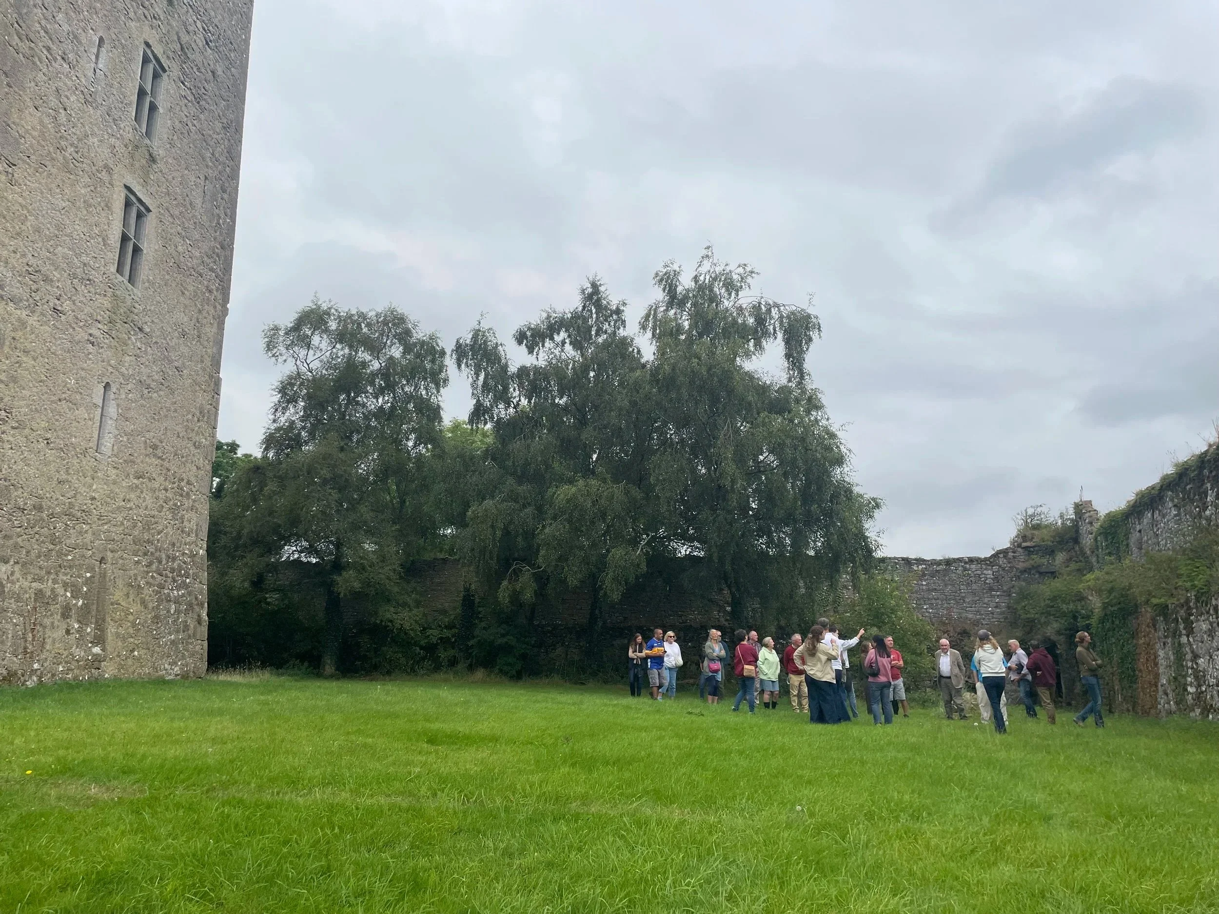 A group being led around Knockelly Castle. 