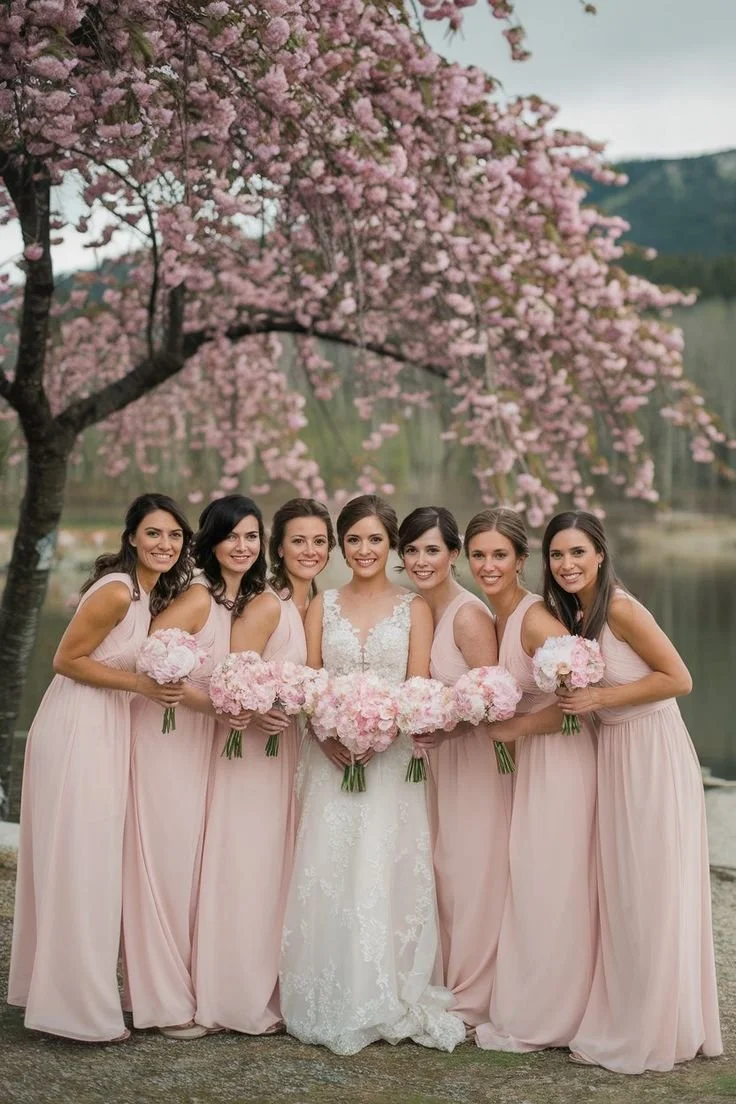 Blush Pink Bridesmaid Dresses for a Sakura Wedding 💕🌸.jpg