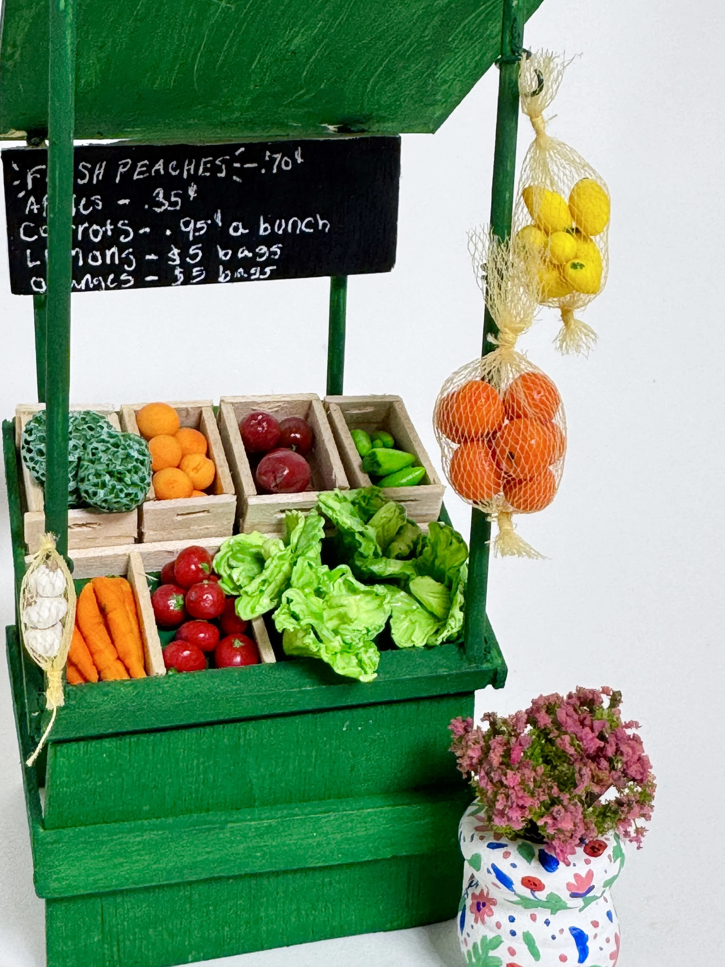 Miniature produce stand
2024 
wood and clay