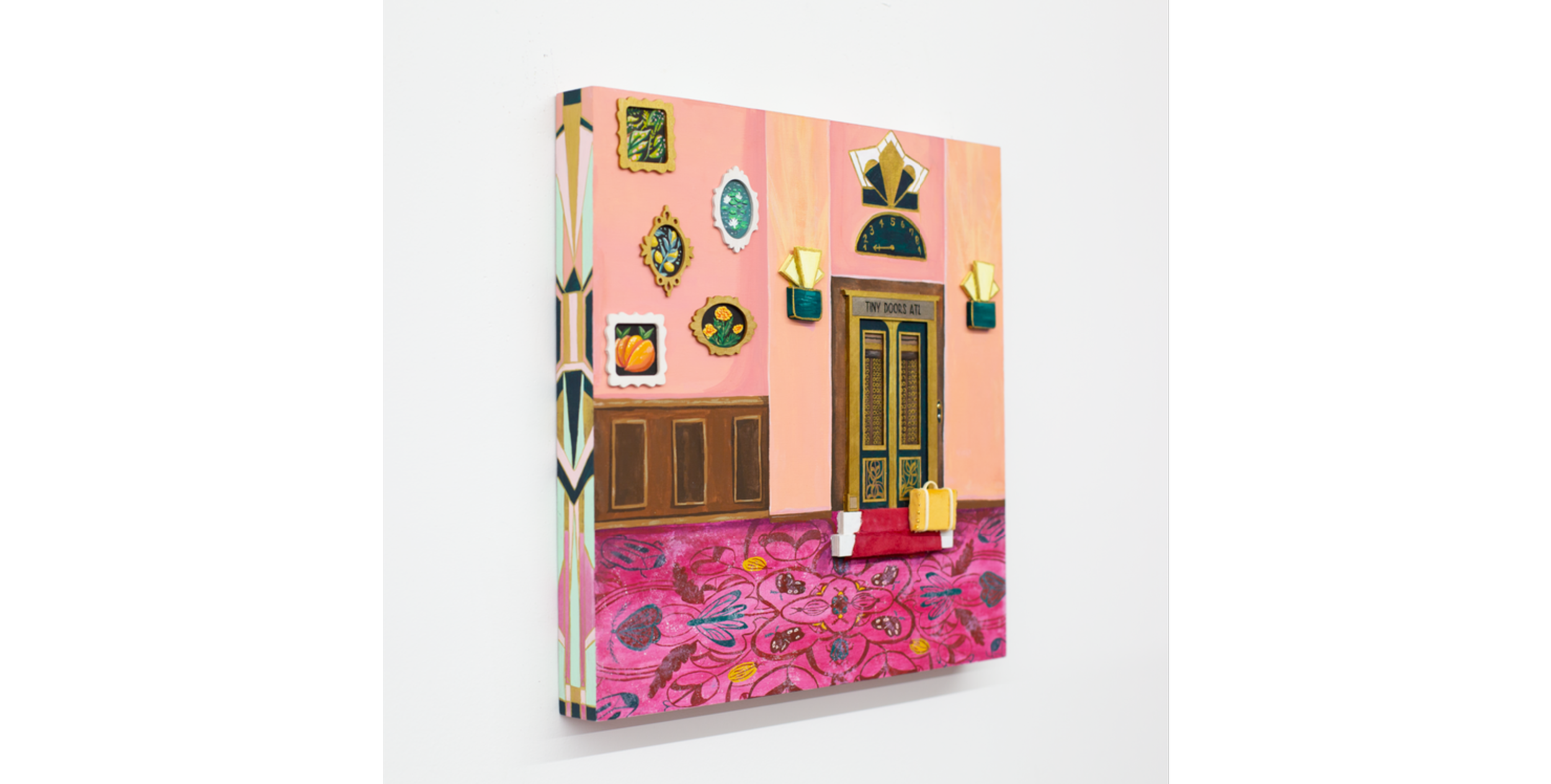 A Holiday Inn Somewhere, 2024- Gouache and Mixed Media on Wood Panel- 16"x 16"
(A collaboration show with Tiny Doors ATL) SOLD