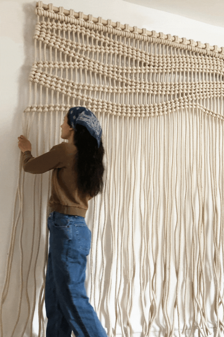 Handmade USA Large Rope Installation, Wave Rope Knotted Art, Nautical Themed Luxury Decor, Artisan Room Separator, New York City Textile Artist