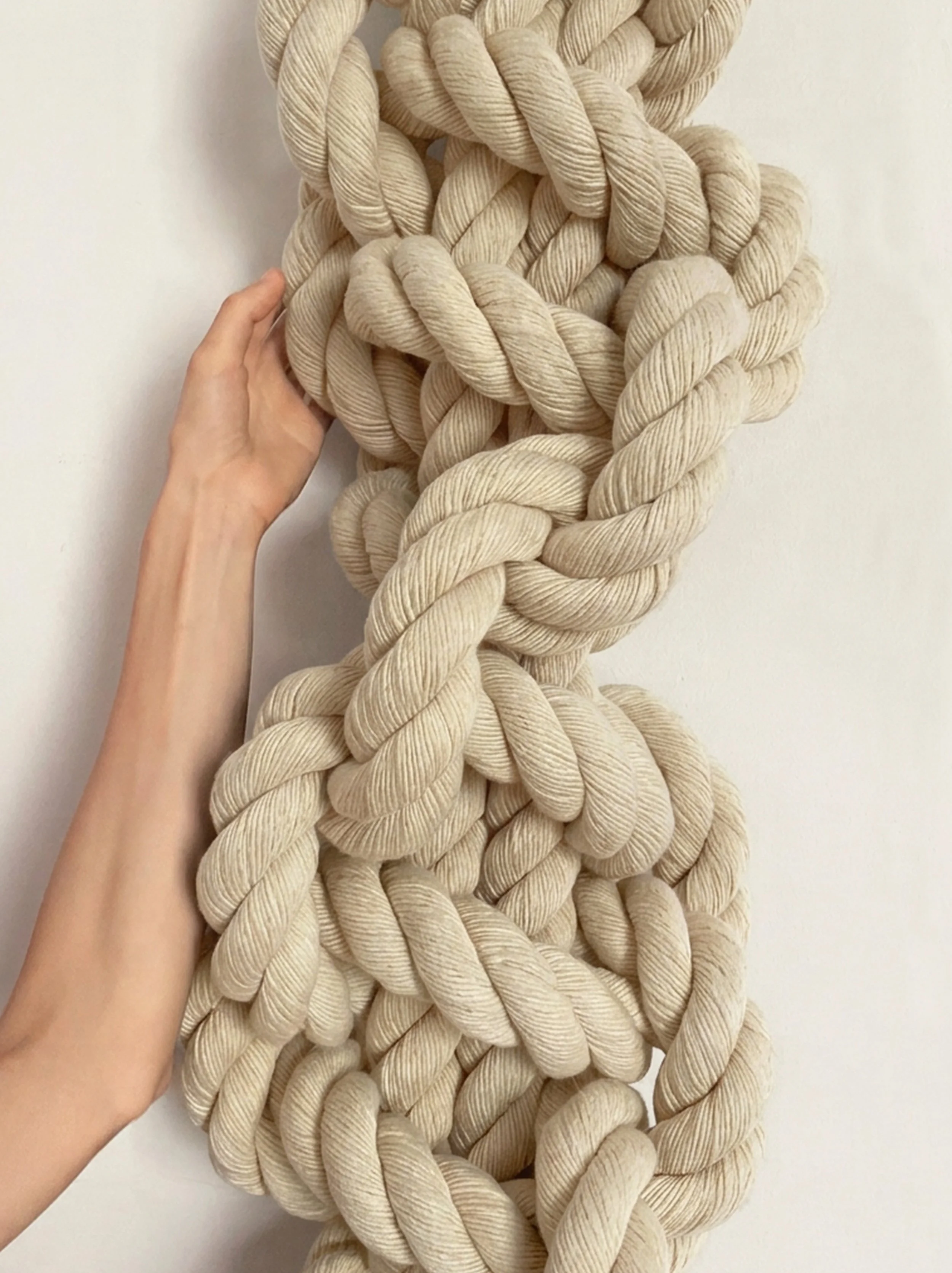 Oversized Cotton Rope Helix made to order from chunky white cotton rope in custom sizes and colors