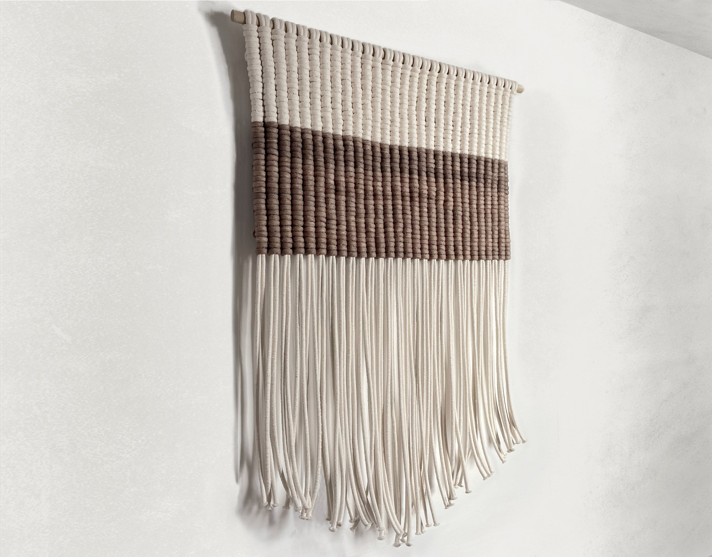 Custom Color Macrame, Colorful Weaving Wall Hanging, Hand Dyed Wall Hanging, Colored Rope Fiber Art, Tan Texture Wall Hanging, Brown Macrame