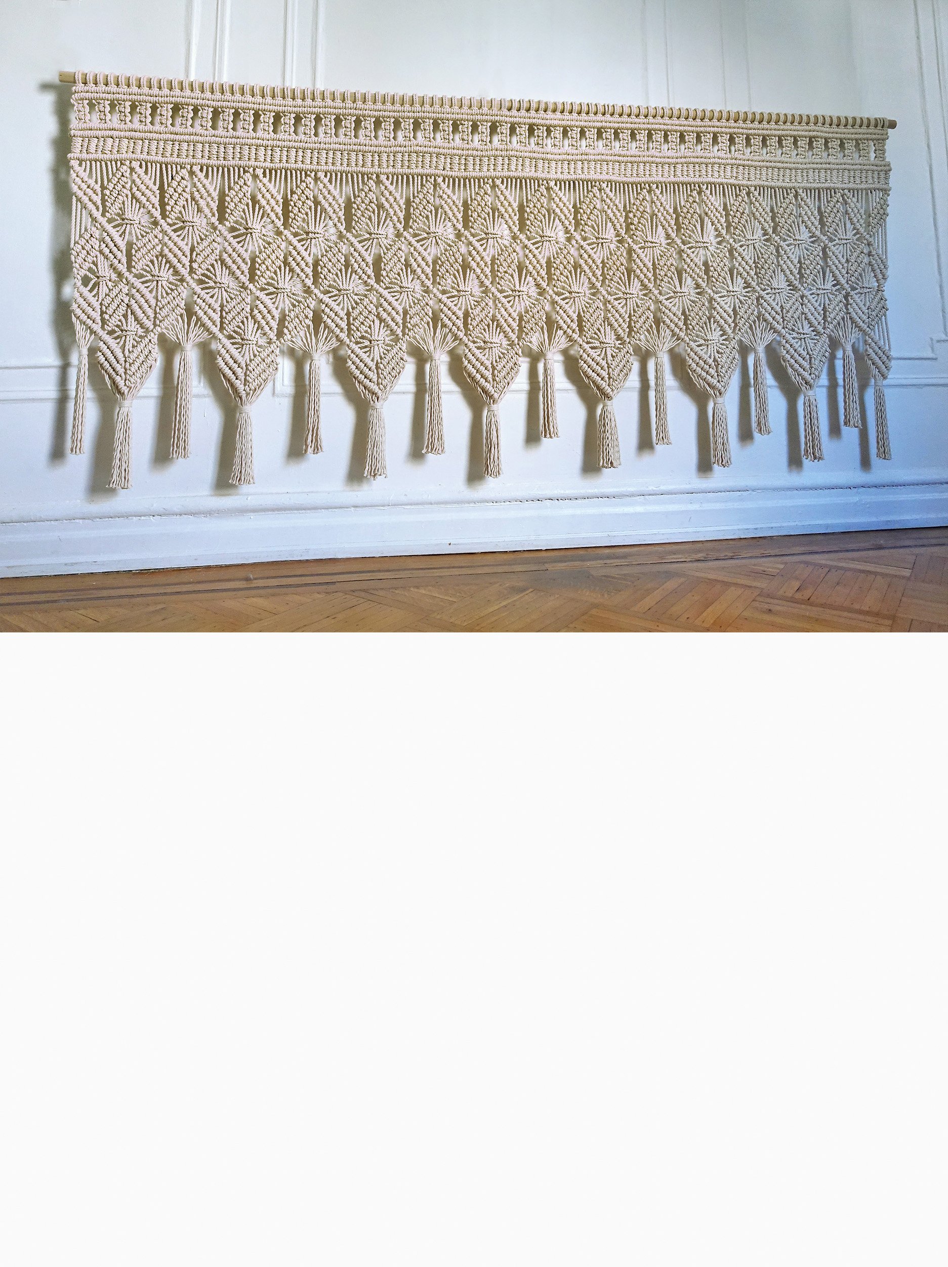 Custom Vintage Luxury Wall Hanging, Macrame Tapestry Large-Scale, Handmade Textile Art USA