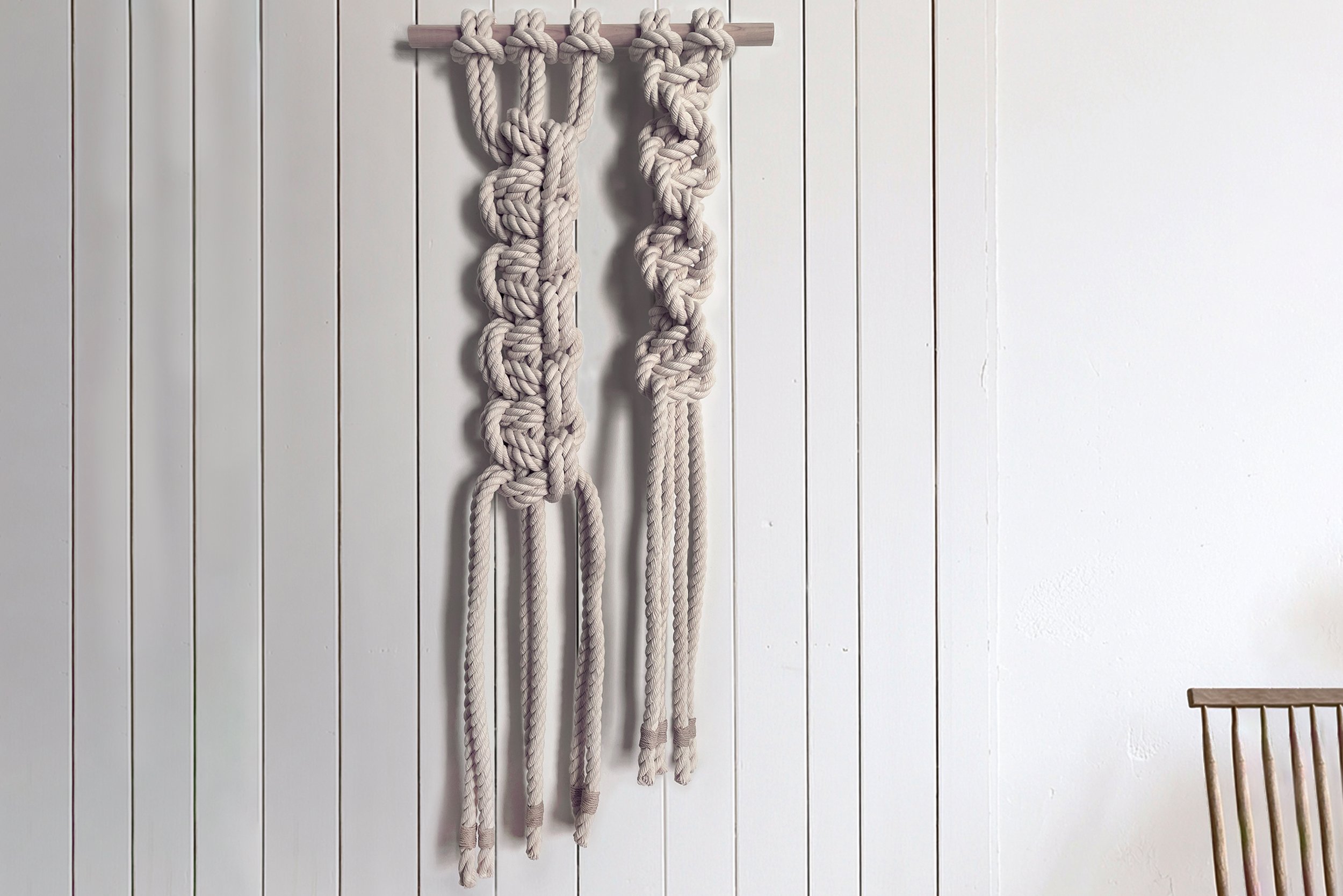 high-end luxury interior art, laid-back luxury art, costal textural wall hanging, chunky sailing rope art, nautical wall decor, thick rope wall art, residential and hospitality handmade art