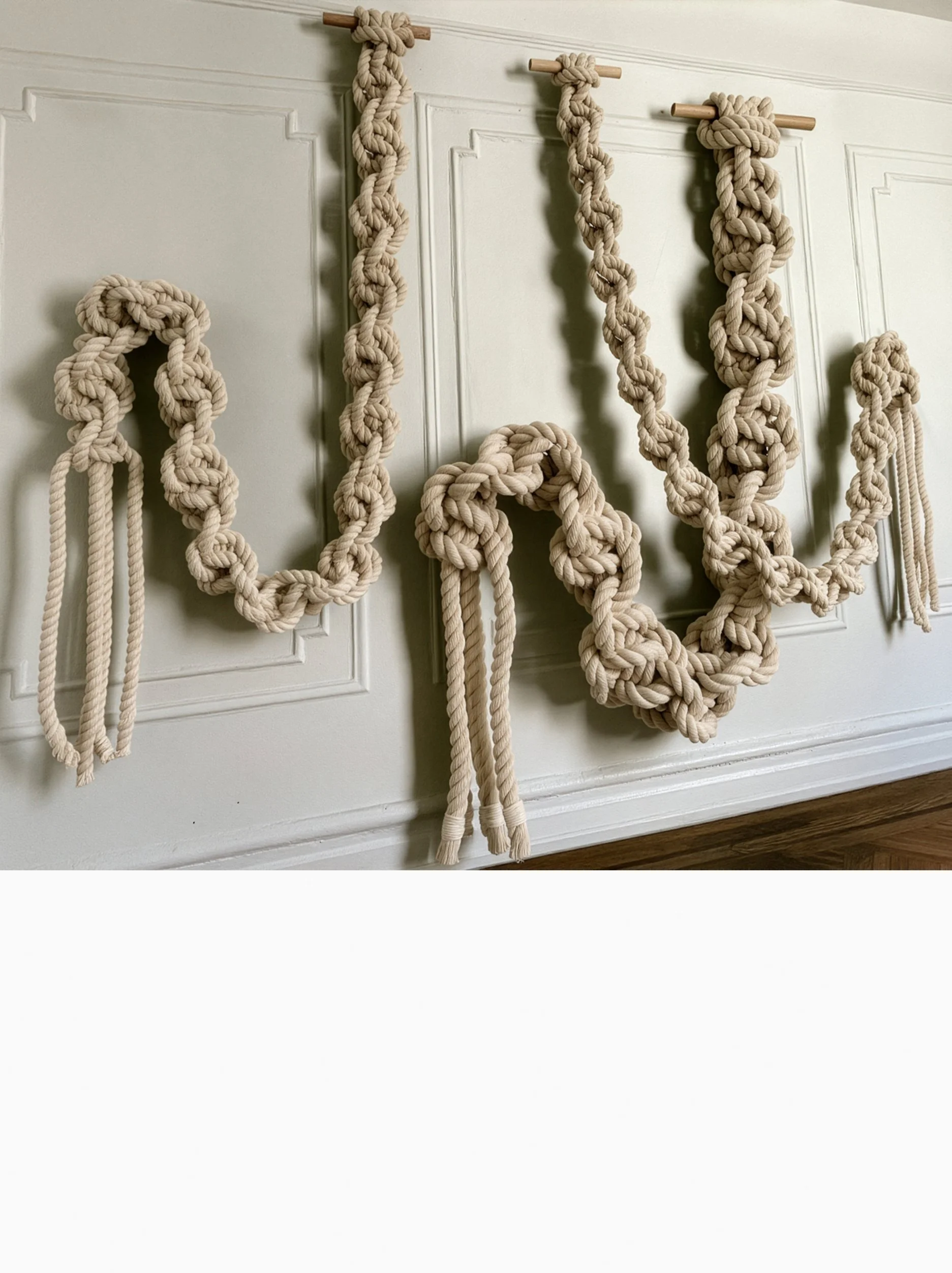 Monumental Helix Rope Sculpture | Hand-Knotted Cotton Installation